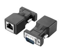 Hemobllo 2 Pezzi Adattatore Convertitore Estensore Vga, Vga Extender Converter Adapter, Connettore Cavo Rete Rj45, Pvc, Nero, per Computer e Proiettori