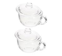 Hemobllo 2 pezzi Bicchieri Trasparenti per Latte e Tè con Coperchio Tazza da Colazione in Vetro Contenitore Multifunzionale per Bere Acqua Latte e Caffè