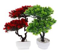 Hemobllo 2 Pezzi Bonsai Pino Finto per Interni in Plastica, Facile da Curare e Decorare, Ornamento per Casa e Ufficio Aspetto Vivid e Luminoso