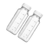 Hemobllo 2 Pezzi Bottiglia di Vetro per Succhi 500ml Quadrata con Coperchio | Riutilizzabile e Tenuta, con Tacche Graduate, Vetro Resistente, per Conservazione in Frigorifero e Borsa Pranzo