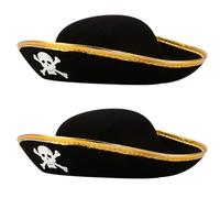 Hemobllo 2 Pezzi Cappello Pirata e Adulti in Fibra di Bambù, Accessorio Cosplay Realistico per Festa di Compleanno e Recite, Cappello Capitano Bordo Dorato