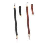 Hemobllo 2 Pezzi Chinese Calligraphy Brush Fine Tip With Protective Cap For Precise Calligraphy And Detailed Painting Ergonomic Wooden Handle For Comfortable Grip