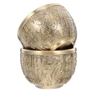 Hemobllo 2 Pezzi Ciotola della ricchezza in ottone massiccio con decorazione drago, decorazione da scrivania per ufficio e bar, di fortuna e prosperità Feng Shui