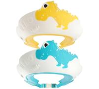 Hemobllo 2 Pezzi Cuffia Doccia a Forma di Dinosauro, Cappello da Bagno in Pp, Taglia Regolabile, Protegge Occhi e Orecchie, per Lavare i Chioma dei Neonati