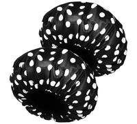 Hemobllo 2 Pezzi Cuffie da Doccia Donna Impermeabili Leggere in Microfibra Motivo a Puntini Classico, Elastiche e Pieghevoli per Bagno, Make-up e Spa