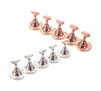 Hemobllo 2 Pezzi Espositore Unghie Magnetico a Cuore, Supporto Plastico | Studio Unghie e Pratica a Casa, Base Rettangolare, Stile Raffinato, Finitura Argento e Oro Rosa