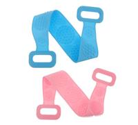 Hemobllo 2 pezzi Fasce Doccia in Silicone Antiscivolo Strisce Esfolianti Lunghe per Pulizia Schiena Doppio Blu e Rosa Resistente e Facile da Usare