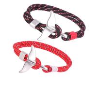 Hemobllo 2 pezzi Fasce Polso Coda di Cetaceo Paracord Tessuto Uomo Donna con Gancio in Metallo Nautiche Resistenti per Regali e Uso Quotidiano