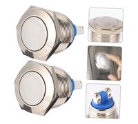 Hemobllo 2 pezzi Interruttore Pulsante Metallico Flat Head Momentaneo in Inossidabile Adatto per Controllo Circuiti Esterni e Outdoor