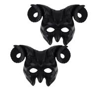 Hemobllo 2 Pezzi Maschera Corna Diaboliche Nera in Plastica per Adulti, Mezza Faccia Design Unico, Comoda e Facile da Abbinare per Festa di Halloween e Carnevale