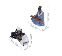 Hemobllo 2 Pezzi Miniature Bonsai Ceramic Figurines With Chinese Chess And Music Theme Vintage Style Aquarium And Desktop Garden Decor Compact Traditional Artware For Small Spaces