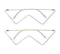 Hemobllo 2 Pezzi Montatura Occhiali a V senza Lenti, Cristalli | Decorazione Vistosa, Resistente alla Deformazione, Leggera, per Incontri Quotidiani e Feste in Maschera