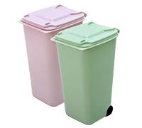 Hemobllo 2 pezzi Pattumiera Mini Multifunzionale da Scrivania per Ufficio e Casa Portapenne e Organizzatore Design Compatto con Colori Verde e Rosa