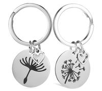 Hemobllo 2 pezzi Portachiavi Acciaio Inossidabile con Charm Dente Leone Eleganti Pendenti per Chiavi Auto Borse e Portafogli Regalo Raffinato per Donna e Amici