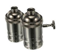 Hemobllo 2 Pezzi Portalampade Vintage E27 in Alluminio e Rame con Interruttore a Manopola On/off, Supporto Lampadina Resistente al Calore per Arredamento Casa e Fai da Te
