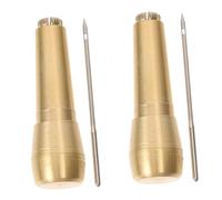 Hemobllo 2 Pezzi Punteruolo Cucito Pelle con Manico in Rame per Riparazione Scarpe e Suole Ago Sostituibile per Lavori Te su Scarpe Cuoio Libri e Altro Strumento Compatto e Multifunzionale