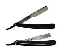 Hemobllo 2 Pezzi Rasoio Manuale per Barba e Contorni Uomo in Metallo Nero Portatile Facile da Usare per Barberia e Viaggio