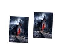 Hemobllo 2 Pezzi Realistico 3d Halloween Horror House Sfondo 90x150cm Photo Booth Decorazione per Festa Fotografico