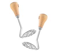 Hemobllo 2 pezzi Schiacciapatate Manuale Acciaio con Manico in Legno Strumento Riutilizzabile per di e Verdure Facile da e Impugnatura Confortevole
