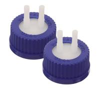 Hemobllo 2 Pezzi Tappo di Riempimento Gl45 a 2 Porte in Plastica Blu per | Compatibile con Bottiglie di Vetro e Fiasche di Coltura, Filettatura Gl45, Uso in Fermentazione