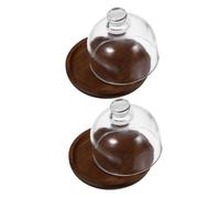 Hemobllo 2 Pezzi Vassoio per Dolci Rotondo in con Cupola in Vetro da Pz Espositore Decorativo per Torte Snack e Frutta per Tavola da Pranzo e Feste