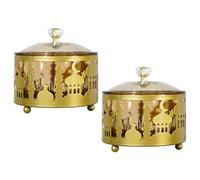 Hemobllo 2 scatole per dolcetti da matrimonio, in materiale dorato, piccole scatole per caramelle con coperchio per feste e bomboniere, pratiche scatole per snack per la casa