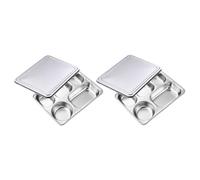 Hemobllo 2 Set Piatto Scomparti, Cinque Griglie, Coperchio | Servizio Multiportata, Struttura Integrata Portatile, Superficie Liscia, per Scuole, Ristorazione e Pasti Separati