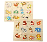 Hemobllo 2 set Puzzle in Legno con Manopole per Sviluppo Cognitivo Coordinazione Occhio-mano e Abilità Motorie Educativo e Creativo per Gioco e Apprendimento