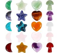 Hemobllo 20 Pezzi Pietre Decorative Stella, a Forma di Cuore, e Fungo | Meditazione e Decorazione del Vaso, Set da 5 per Ogni Forma, Aspetto Delicato e Liscio
