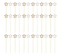 Hemobllo 200 Pezzi Spiedini a Stella a Cinque Punte in Legno Argento | Design Cavo Elegante, Superficie Liscia senza Schegge, per Torte, Taglieri e Buffet in Festa