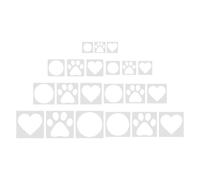 Hemobllo 21 Pezzi Stencil in Plastica per Pittura, Set Cuore e Cerchio | Sagoma Precisa Foro Centrale, Finitura Liscia senza Bave, per Pareti e Carta, Nastro Incluso
