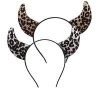 Hemobllo 2pezzi Cerchietto Di Bue Per Donne Fasce Decorative Per Feste Fasce Per Capelli Tema Leopardo Per Adulti Design Creativo Forma Di Corno Tessuto Morbido e Resistente Leggero