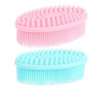 Hemobllo 2pezzi Spazzola in Silicone per Corpo e Massaggi da Bagno Scrub Esfoliante per Rimuove Cellule Morte e Stimola Circolazione Colore Casuale