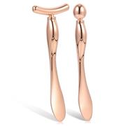 Hemobllo 2pezzi Strumento per Scolpire Viso Forma di T Rullo Antirughe per Occhi Cucchiaio per Massaggi in Lega Accessorio per Cura della Promuove Assorbimento Crema e Circolazione