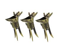 Hemobllo 3 pezzi Bicchieri da Liquore Stile Cinese Antico in Rame Vintage Calici per Drink Eleganti Decorazione Ufficio e Uso Domestico Tazze Liquore Multifunzionali per Party e Ristoranti