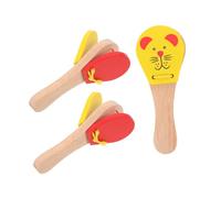 Hemobllo 3 pezzi Castagnette in Legno per Strumento Musicale Educativo Forma Animale Leggero e Facile da Impugnare Percussione per Sviluppo Coordinazione e Abilità Motorie Finemente