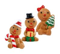 Hemobllo 3 Pezzi Decorazioni Natalizie Figura Pan di Spezie in Resina Cartoon Resistenti per Tavolo Vassoio e Albero di Natale Confezione Regalo Festiva