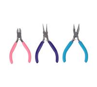 Hemobllo 3 pezzi Pinze per Gioielli in Acciaio ad Carbonio Pinza Becco lungo Pinza Rotonda Curva e Tronchesina Resistente per Creazione e Modellatura Anelli Fai da Te
