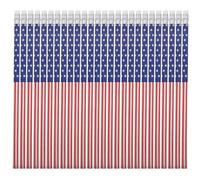 Hemobllo 36 pezzi Matite in Legno con Bandiera Usa Colorata Matite Patriottiche Ergonomiche per Scrittura e Disegno per Festa Indipendenza e Uso Scolastico e Ufficio
