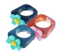 Hemobllo 3pezzi Anelli Grandi Donna in Resina Vintage con Design Retrò e Pietre Preziose da Anelli Impilabili per Tutte le Dita Regalo per Fidanzata