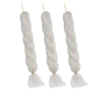 Hemobllo 3pezzi Extension Chioma Sintetici Alta Temperatura Bianco Crocheted Braids Chioma Ricci Accessori per Cosplay e Fancy Dress