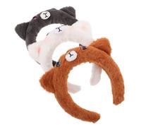 Hemobllo 3pezzi Fascia per Capelli Animali di Peluche Design Forma di Gatto Orecchie Fascia per Trucco e Lavaggio del Viso in Nero Bianco e Arancione Morbida e Confortevole