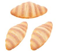 Hemobllo 3pezzi Pane Artificiale per Oggetti di Scena Cibo Decorativo in Miniatura Pane Finto Realistico per Esposizione per Decorazioni da Cucina Croissant Francese Finto per Accessori