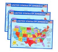 Hemobllo 3pezzi Poster Mappa Usa e Laminata Mappa Educativa Con Stati e Città Per Camera Ragazzi e Aula Scolastica Decorazione Parete Chiara e Resistente