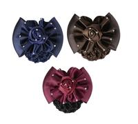 Hemobllo 3pezzi Snood per Donna Fermaglio Retina per Capelli Adatta Capelli Fini e Spessi Accessori per Fiocco Semplice e Motivo Rosa per Uso Formale e Informale
