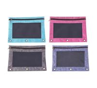 Hemobllo 4 Pezzi Buste Porta Documenti Trasparenti 3 Fori in Pvc e Oxford Resistente Chiusura a Zip per Ufficio e Scuola