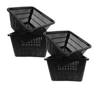 Hemobllo 4 Pezzi Cestello Idroponico a Rete Mesh Nero in Plastica | Vaso Traforato per Radici, Circolazione Dell'acqua, Trapianto Facile, per Piante Acquatiche e Cucina