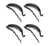 Hemobllo 4 Pezzi Clip Chioma a Pinza Tipo Banana e Delfino in Plastica Nera, Facili da Usare Denti un Lato, Accessorio per Chioma Donna Elegante e Pratico