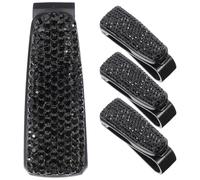 Hemobllo 4 Pezzi Clip per Occhiali da Sole e Vista per Auto Strass Brillanti, in Plastica Nera, Facile Installazione una Mano, Design Sicuro per Interni Veicolo
