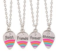 Hemobllo 4 Pezzi Collana Amicizia Best Friend Forever, Set, Lega di Zinco, Superficie Liscia, Comoda e Skin Friendly, per Ragazze, Regalo per Amiche
